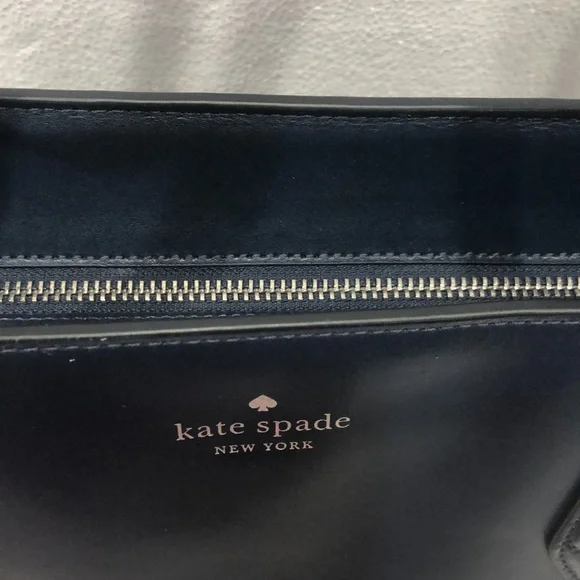 Kate Spade Navy Blue Leather Tote EUC - Picture 4 of 13